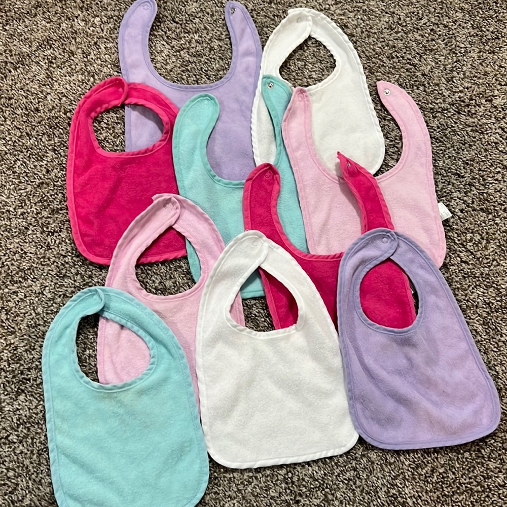 Set of 10 cloth bibs